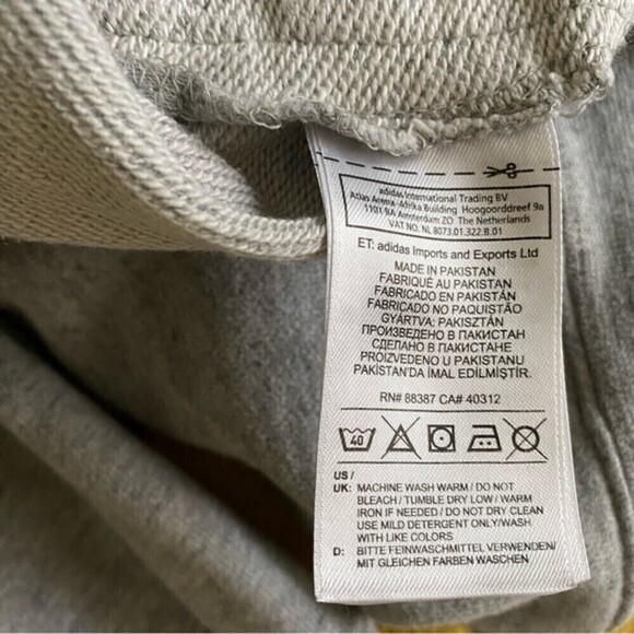 Adidas Premium Essentials Crew Pullover Sweater Light Gray Zip Up Pockets - Picture 15 of 15